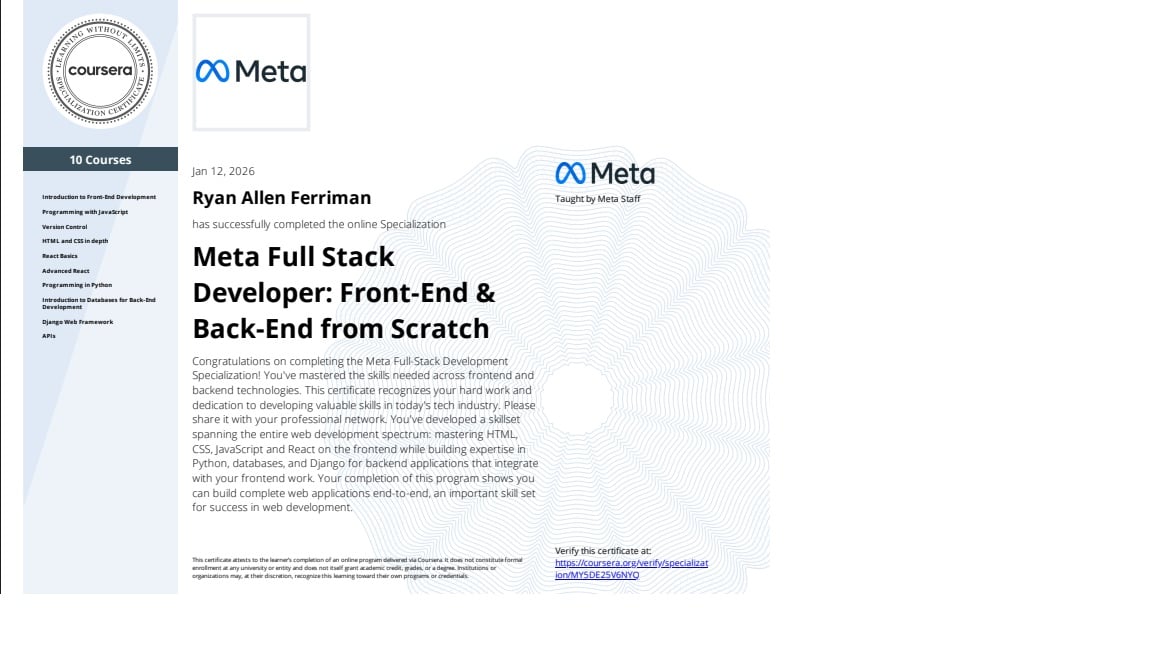 Meta Full Stack Developer